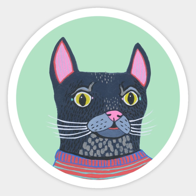 Crabby Black Cat Sticker by jenniferdavisart